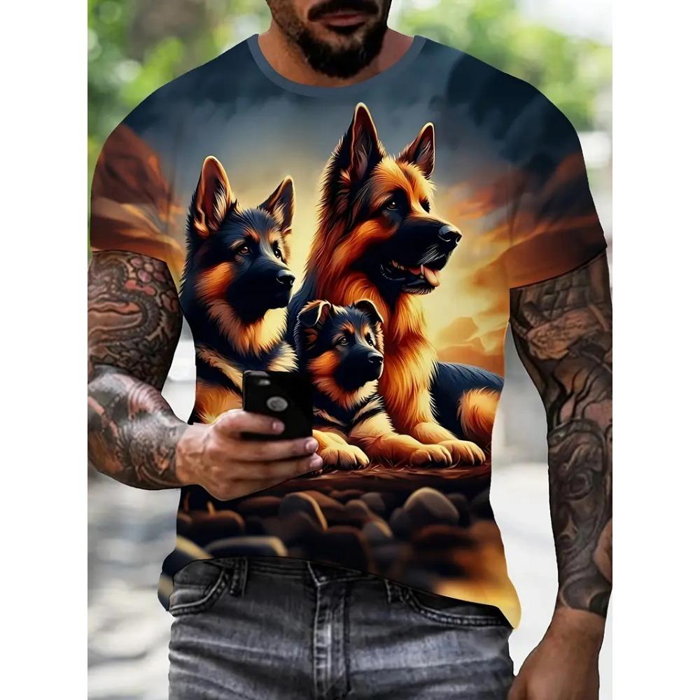 Men's casual Husky patterned printed T-shirt