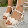 Fashion Bowknot Chunky Platform Sandals Woman Ankle Buckle Strap Wedge Heel Sandals for Women Summer 2025 Thick Sole Beach Shoes