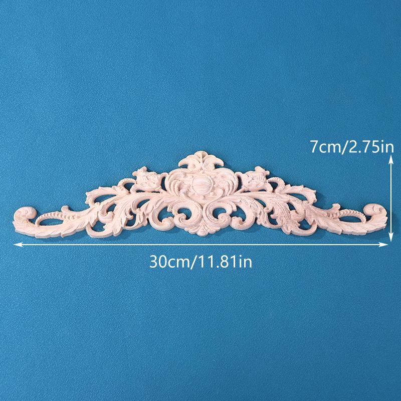 Wooden Figurines Wood Appliques And Onlays Natural Furniture Wall Door Woodcarving Decorative Long Flower Crafts Corner Frame