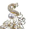 Brooch Pin Anti-Exposure Buckle Peacock Feather Design Pin with Imitation Pearls Cubic Zirconia Suits Coats Sweaters Badge