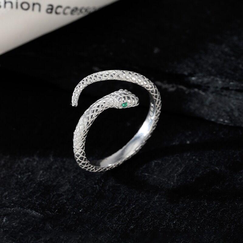 S999 Sterling Silver Snake Ring: Personalized, Adjustable, Unisex. Trendy Niche Design for High-End Style.