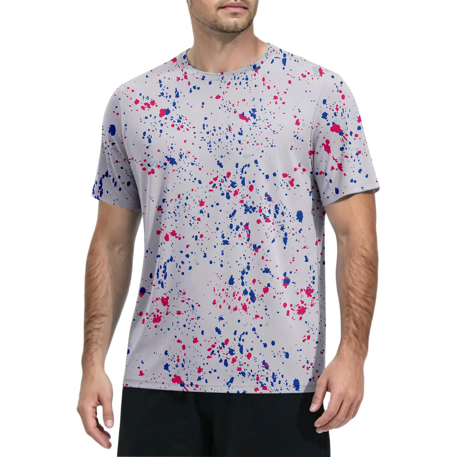 

Men Short Sleeve Quick Dry T Shirt Lightweight Sun Athletic Top for Outdoor Fishing Fitness Running Sports XXL