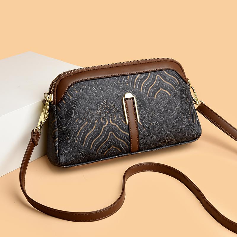 Fashion Printed Pattern Shoulder Bags For Women Luxurious Brand Double Zipper Small Crossbody Bag and Purse New Leather Handbags