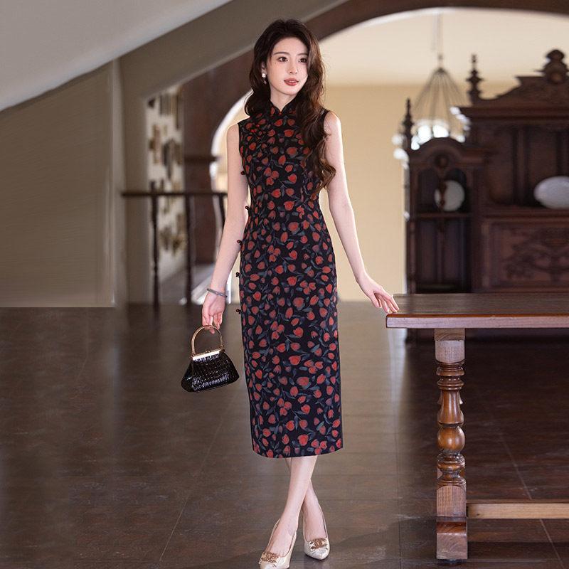 Blue sleeveless national style new Chinese Suzhou long cheongsam improved young 1011 new women's high sense summer