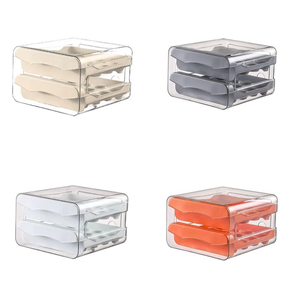 2-lagige Kühlschrank-Eieraufbewahrungsbox Schubladentyp 32 Fächer Eieraufbewahrungsständer Große Kapazität Platzsparend Eierdispenser Küche