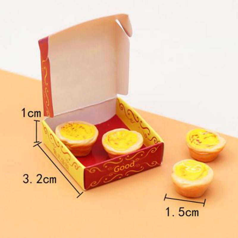 1:12 Miniature Dollhouse Egg Tart Mini Chocolate Cake Dessert Bento box Model for Doll House Decor Pretend Food Kitchen Toys