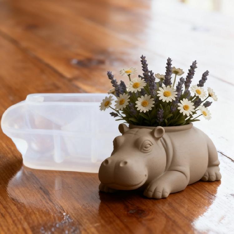 Multipurpose Hippo Shape Silicone Planter Mold For Epoxy Resin Casting Creation Home Or Garden Decors Craft Supplies