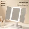 Smart LED Tri-Fold Makeup Mirror with 360° Rotation and Light