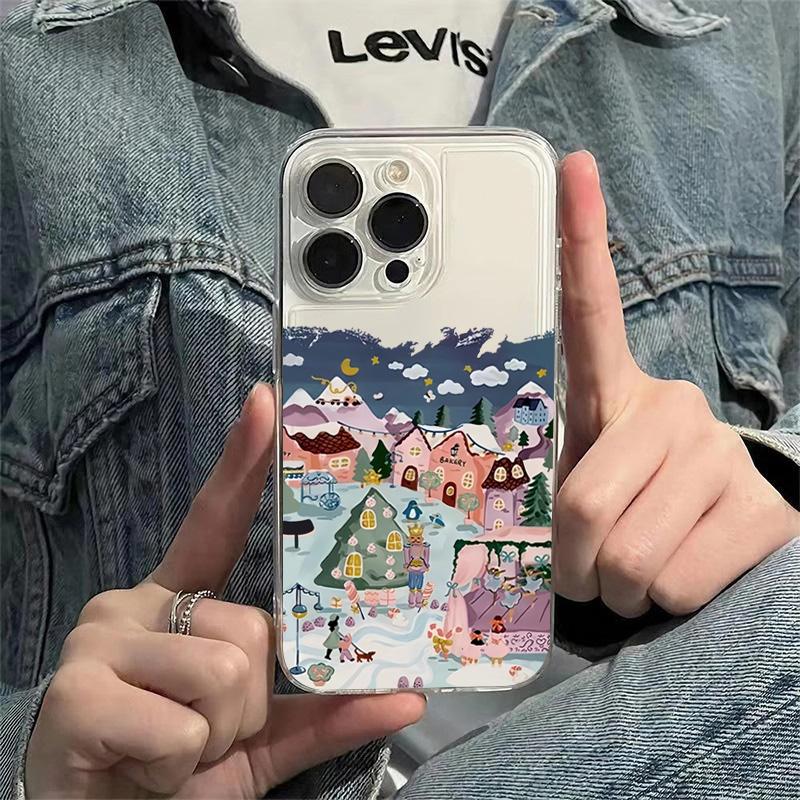 Christmas Day Gifts Phone Case For iPhone 16 Pro Max 15 14 13 12 11 Mini 7 8 Plus X XS XR SE2 Cartoon Transparent Silicone Cover