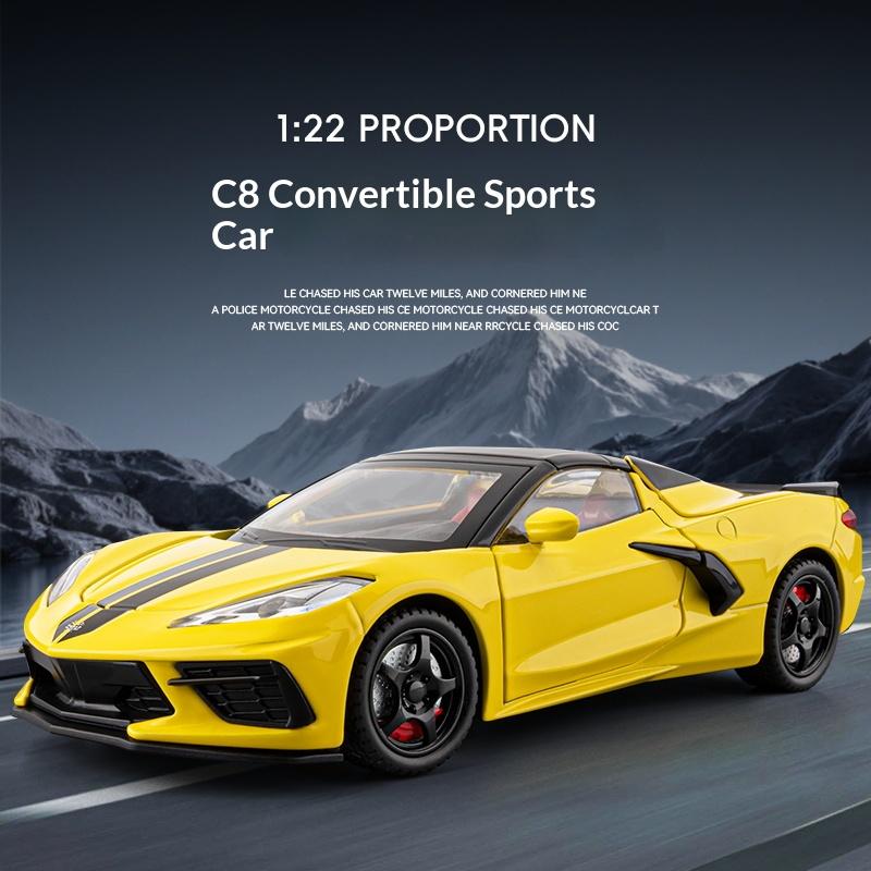 1:22 Corvette C8 Convertible Alloy Die-cast Car Model Simulation Sports Car Ornaments Children's Toys Gifts
