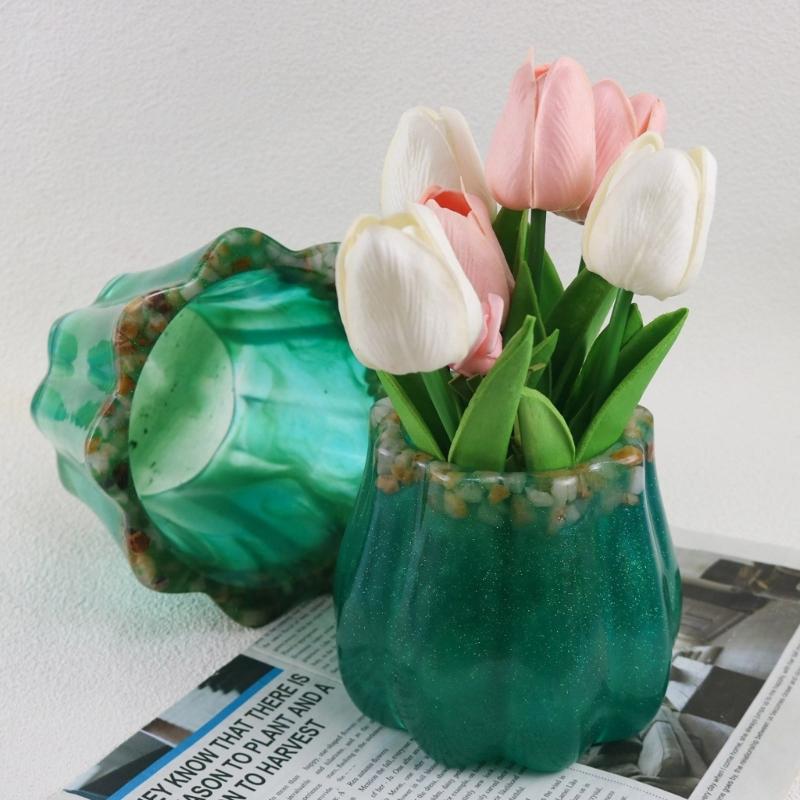 DIY Flower Pots Silicone Mold Lace Waved Vase Ornaments Mold Home Decorations Succulent Resin Mold DIY Handmade Crafts