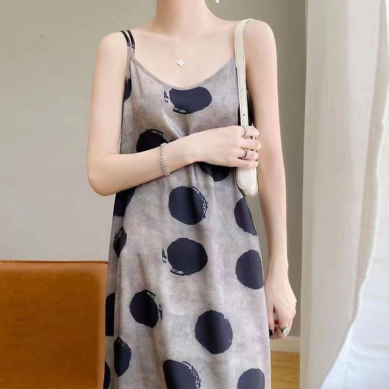 Summer Women Floral Dress Sleeveless V Neck Chiffon Slip Dress Slim Fit Casual Outwear Fashion
