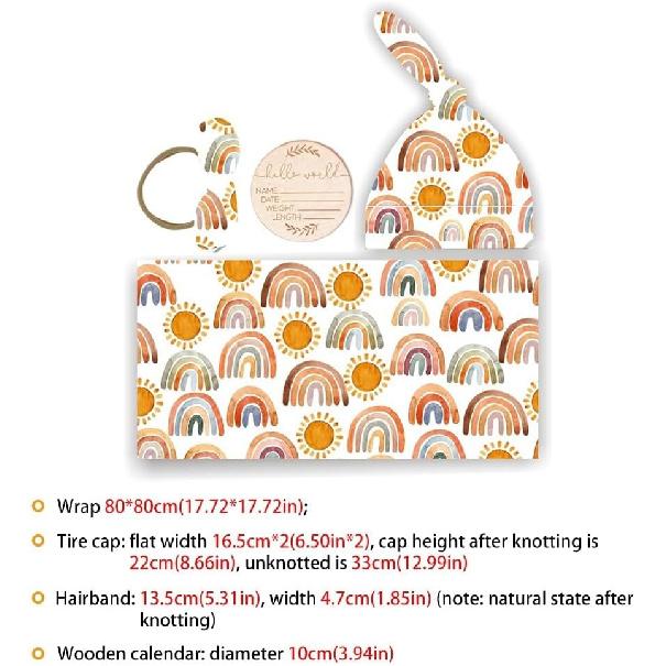 Baby Swaddle Set Newborn Hat Headband Beanie Swaddling Blanket Newborn Infant Swaddle Hat Baby Blankets for Baby Girl Boy