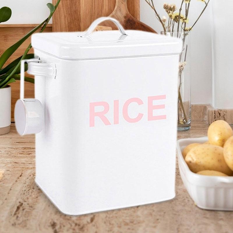 Space Saving Sealed Rice Container Airtight Flour Canister Pet Food Storage Jar with Lid Baking Supplies Organizer