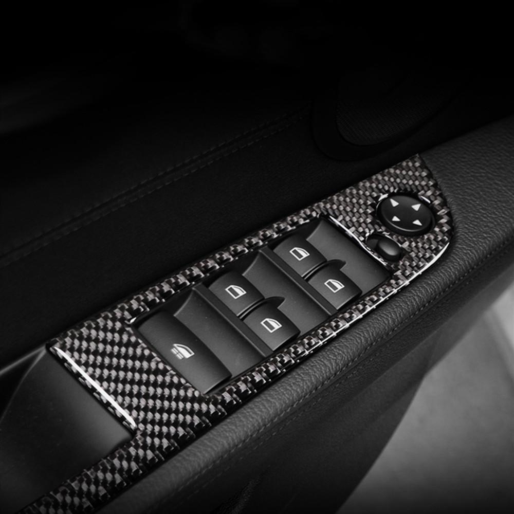 2Pcs Carbon Fiber Car Window Lifter Button Control Switch Armrest Panel Frame Cover Sticker Accessories For BMW Z4 E89