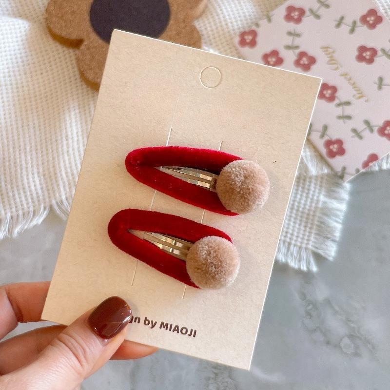 Koreanischer Neujahrs-Kopfschmuck für Mädchen Weinrot Blume Kinder Haarspangen Pony-Clips Niedliche Baby-Schleife BB-Clips