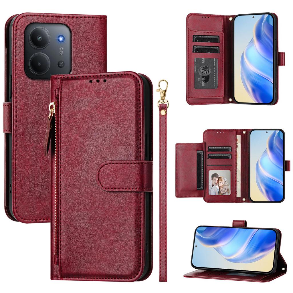 For Xiaomi Redmi 15C 5G (EU) (173mm)/Xiaomi Redmi 15C 4G (EU) (173mm) Case Zipper Pocket Multiple Card Slots Leather Phone Cover