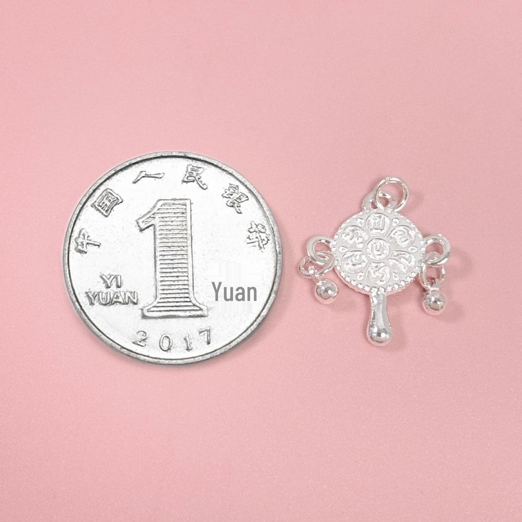 Sterling Silver Six-Character Mantra Rattle Pendant with Tassel - Charm for DIY Bracelet, Necklace, or Beading Projects