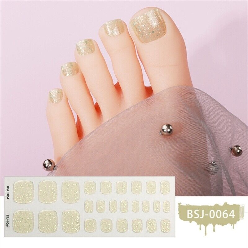 Gel Nail Toe Strips Semi Cured Full Cover Gel Nail Sticker Manicure Decals
