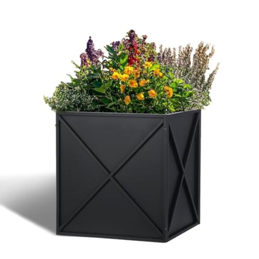 

Large Square Metal Planter Box 17x17x18 Modern Black Heavy Duty Outdoor Garden Patio Planter with Drainage Holes United States