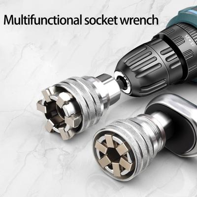 Adjustable Universal Socket Wrench, 3/8Inch Hexagonal Wrench Adapter Kit for Drilling and Fastening