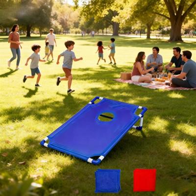 1 Juego De Juego Portátil Con Agujero De Maíz Rojo Y Azul, Juego De Bolsa De Playa Plegable Y Duradero
