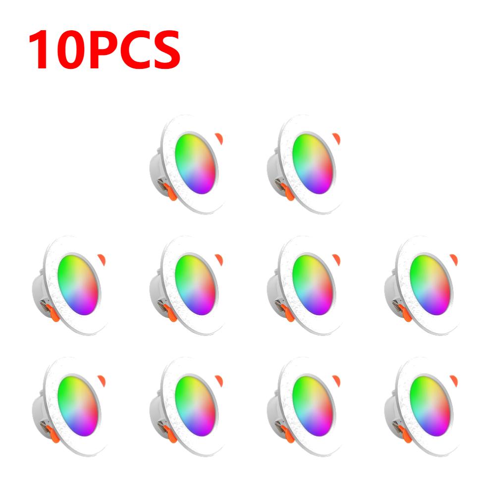 1-10PCS 10W Smart LED Downlight Bluetooth Ceiling Lamp RGB Lamp APP Remote Control Color Changing Light for Google Home