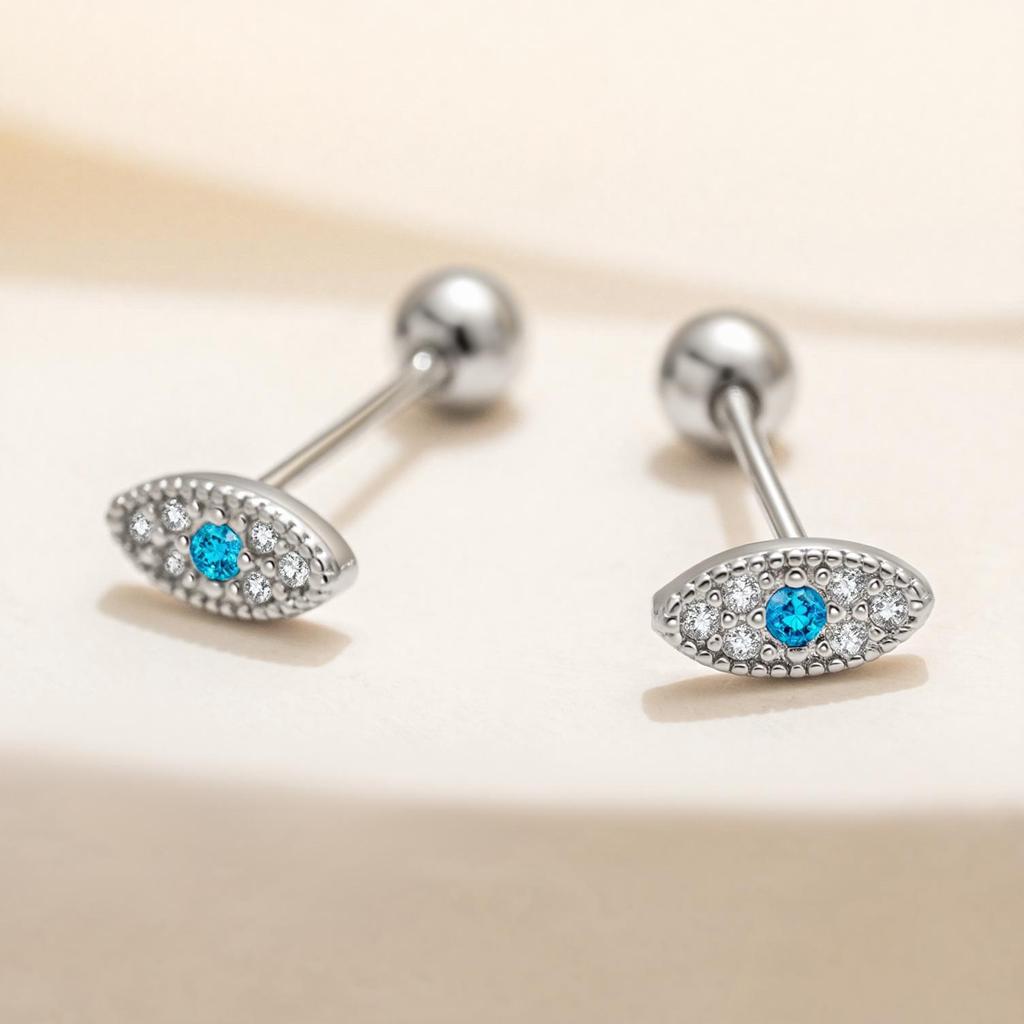 Micro-Paved Teufelsauge Diamant-Steckohrringe für Damen, Luxuriöses Gefühl, Hypoallergen, Schraubverschluss.