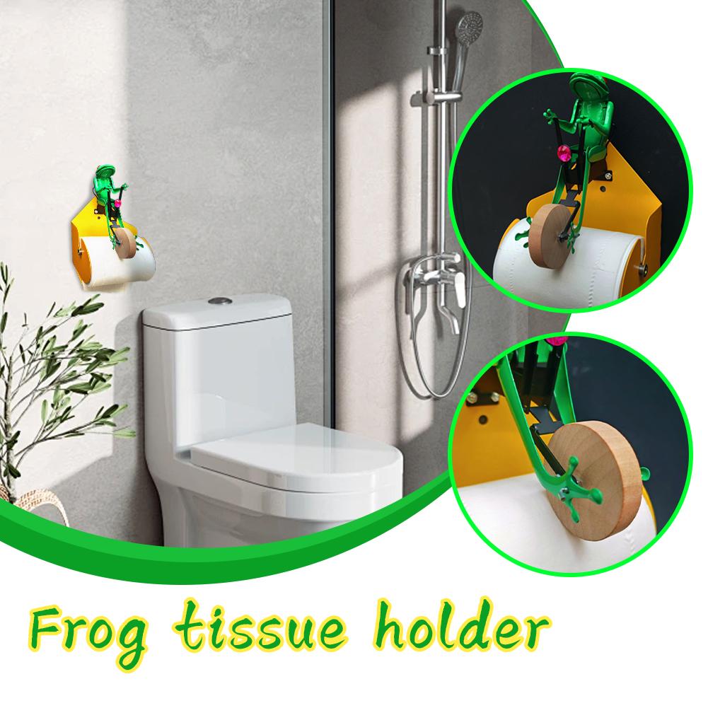 Creative Toilet Paper Holder Funny Frog Riding Unicycle Paper Personalized Wall Mounted Rack Toilet Storage Bracket W7D7