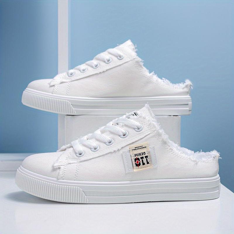 [Casual Flat Sneakers] Casual Non Slip Women's Fashion Flat Sneakers | Canvas Lace Up Round Toe Shoes