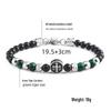 Men's 6mm Tiger Eye Beaded Bracelet with Stainless Steel Cross
