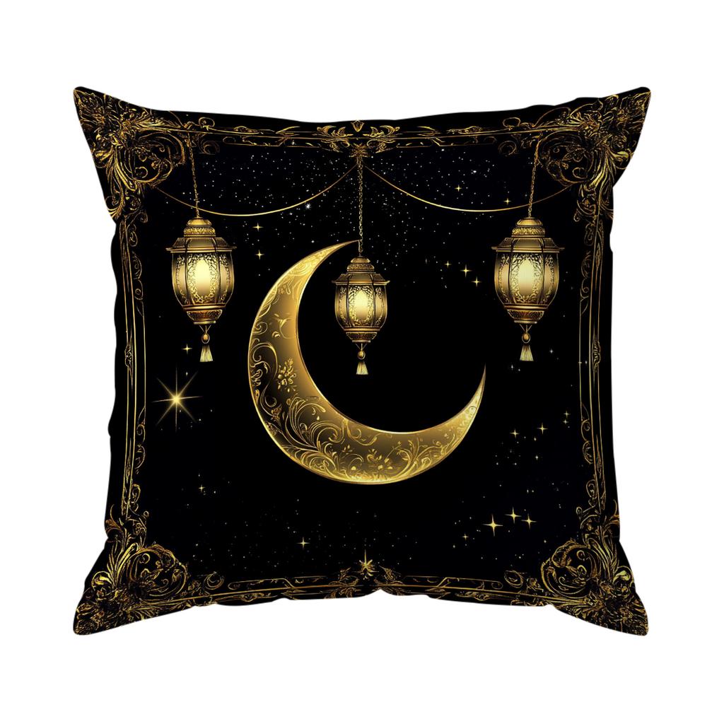Black And Gold Ramadan Festival Pillowcase Bedroom Sofa Cushion Cover 100% Polyester Living Room Cushion Pillowcase Home Decor
