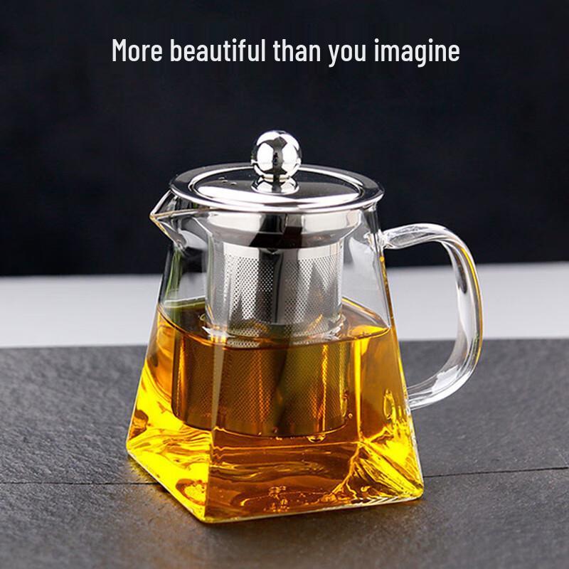 TLAKEHO 550ml Glass Teapot with Stainless Steel Infuser