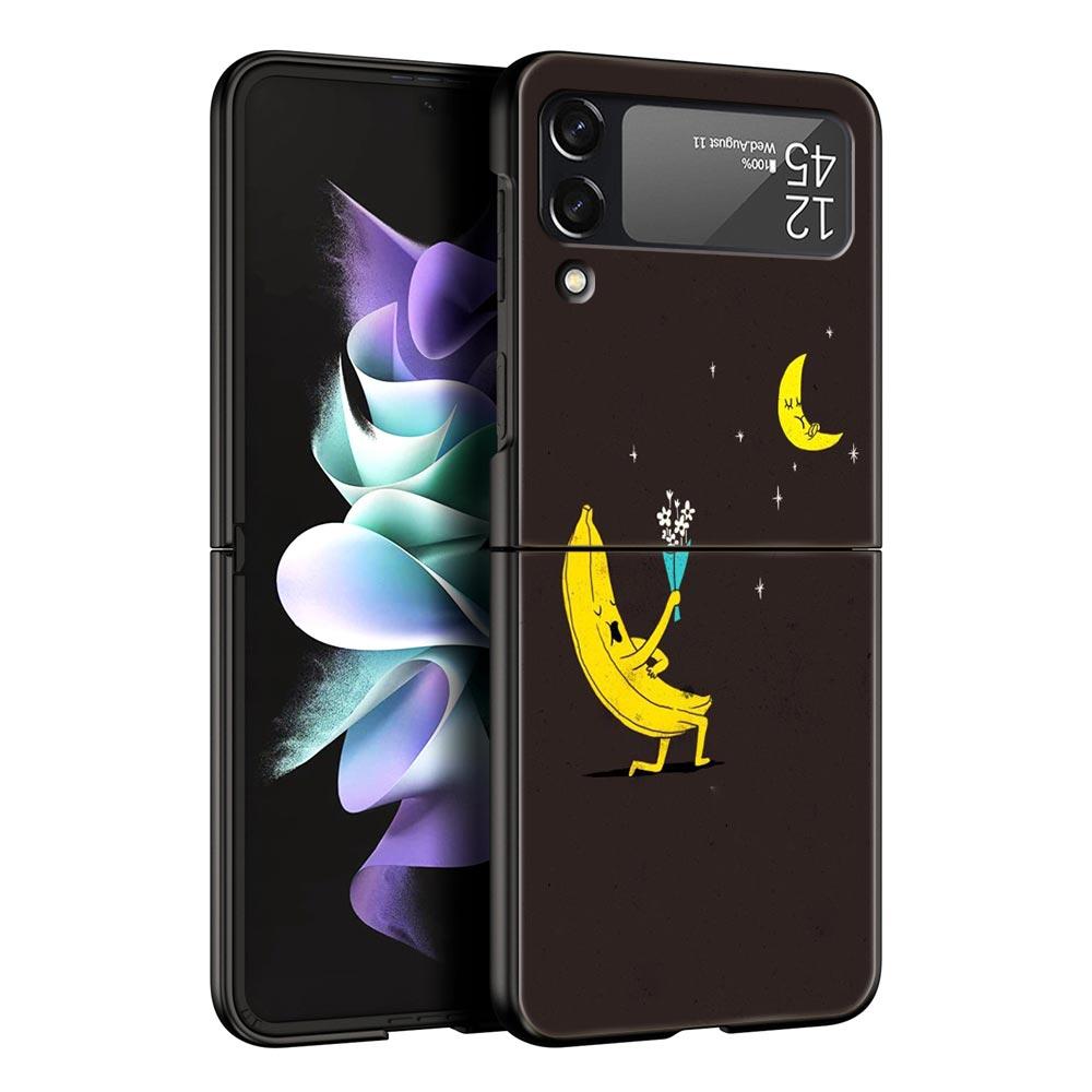 

Funny Bite Apple Banana Hard PC Phone Case For Samsung Galaxy Z Flip 7 6 5 4 Black Cover For Galaxy Z Flip 3 Foldable Fundas Bag Z Flip 4