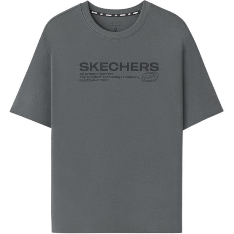 Skechers Knit Loose Round Neck Pullover Short Sleeve T-Shirt Unisex tops L226U065-013P M