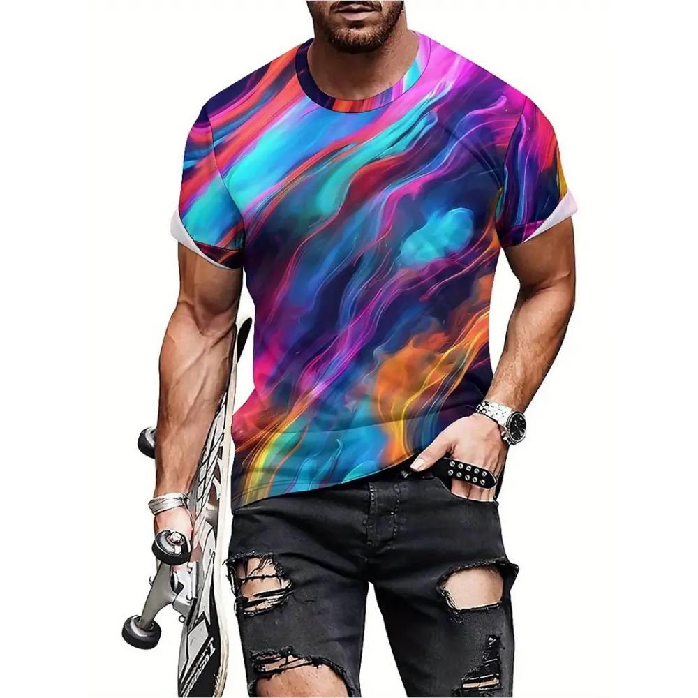 3d Printed Abstract Pattern Men T-Shirt Colorful Unisex Hip Hop T Shirt For Men Summer Casual Round Neck Short Sleeve