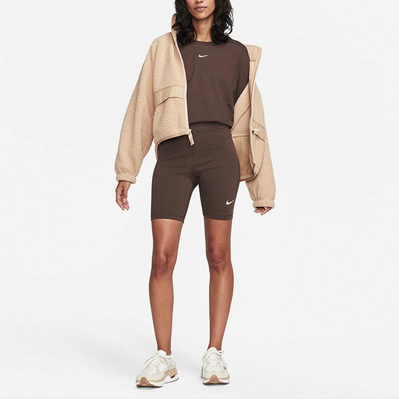 New Nike Sports Shorts Women's Baroque Brown DV7798-237