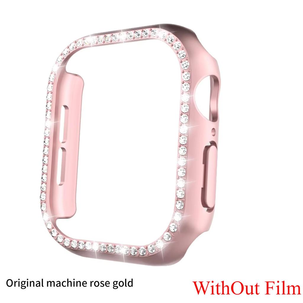 Glass+Diamond Cover For Apple Watch Case 46mm 42mm Bling Bumper Protector for iWatch Series 11 10 46 42mm Watch Case