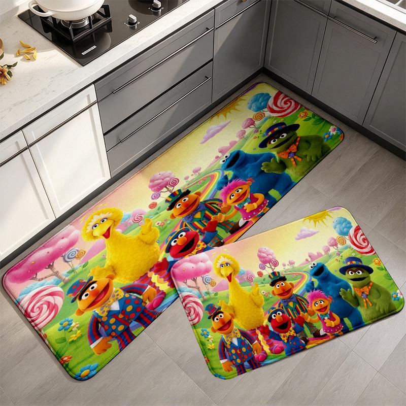 Sesame Street4 Flannel Kitchen Mat Christmas Soft Area Rug Non Slip Floor Carpet Home Decoration