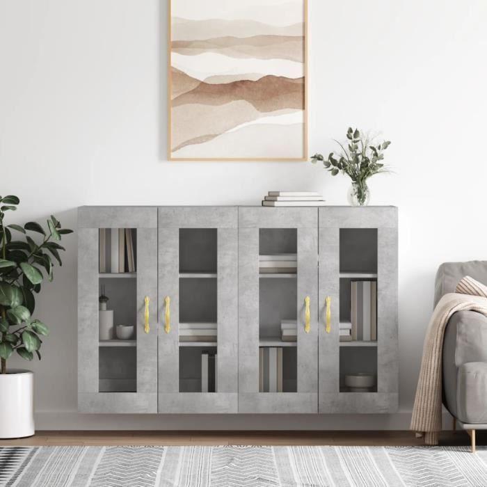 VidaXL Armoires murales 2 pcs gris béton bois d'ingénierie 3197925
