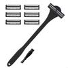 Men's 2-in-1 Silicone Back Shaver Scrubber Razor with Three Layers for Efficient Back Hair Removal Shaving Tool with 6Blades