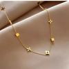 Geometric Small Square Flower Titanium Steel Necklace for Girls Fashionpopular Four-leaf Clover Clavicle Chain