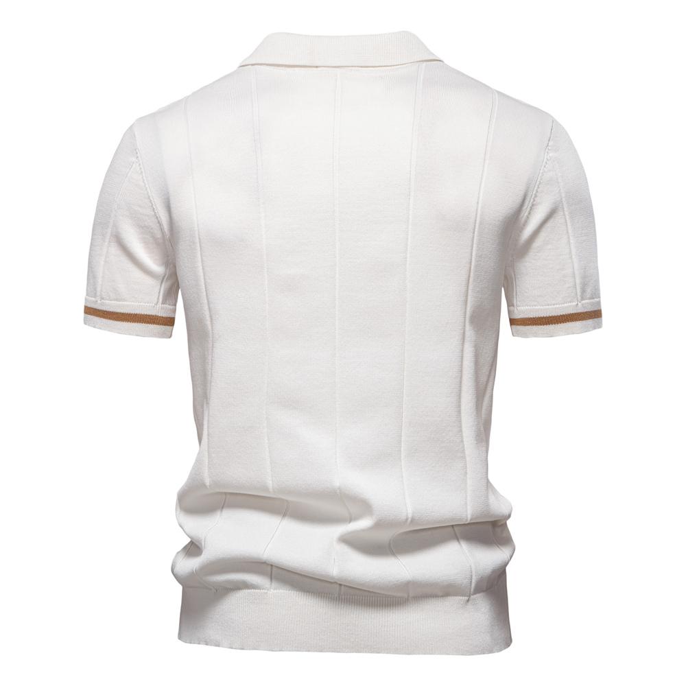 Herren Unifarbenes Sport-Reißverschluss-Poloshirt Athletische Soziale Poloshirts für Herren Büro Slim Fit Polo