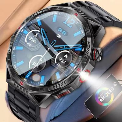 New Men Outdoor GPS Smart Watch Compass Flashlight Laser Sports Monitoring Smart Watch 450mAh Large Battery Bluetooth Call Watch