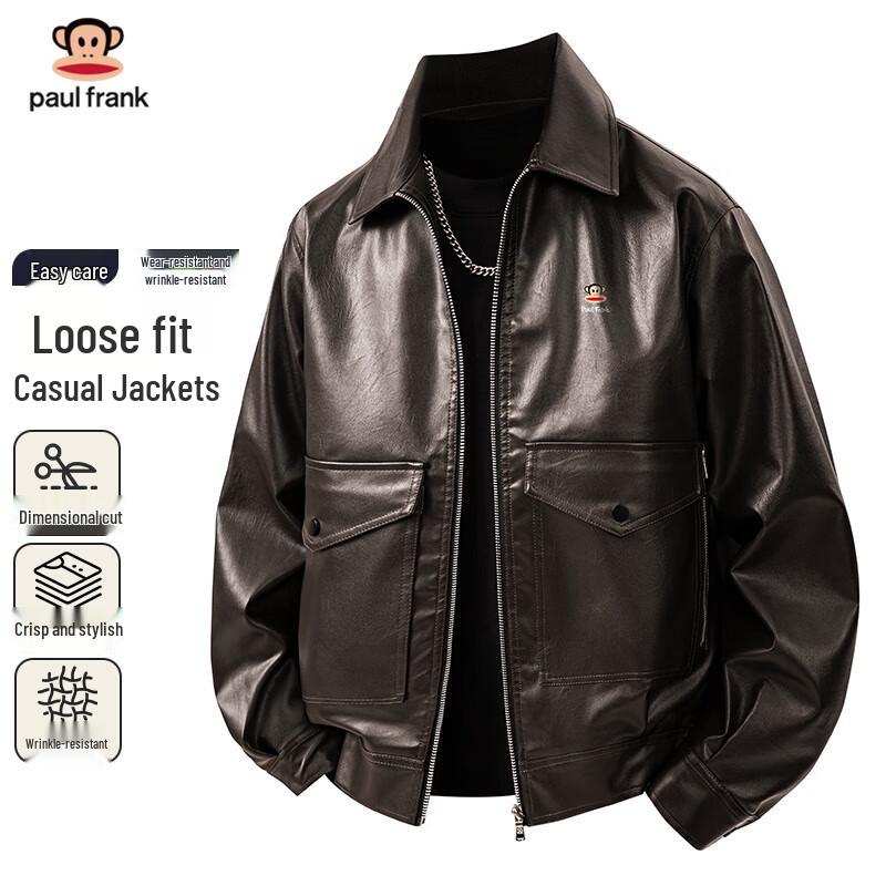 

Paul Frank Men s Casual Faux Leather Jacket 3XL