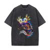 Colorful Lizard Vibrant Animal  Themed Art Casual Washed Distressed T Shirt Vintage Minimal Short Sleeve Top
