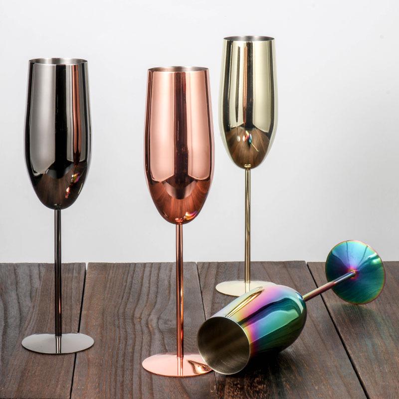 304 Stainless Steel Cocktail & Champagne Goblet, 250ml Metal Wine Glass for Bar & KTV.