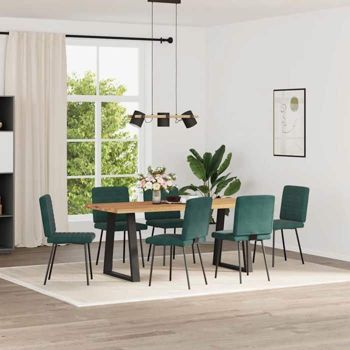 VidaXL Chaises à manger lot de 6 vert foncé velours 3315528