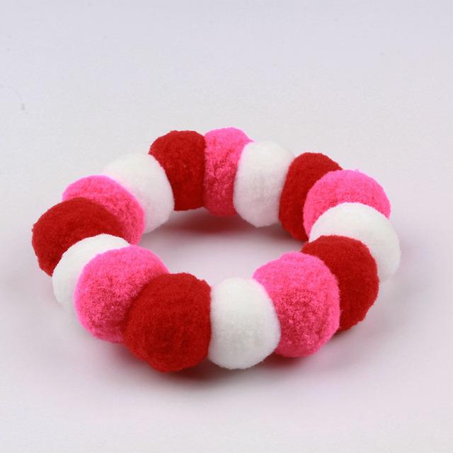 Christmas Cute Dog Cat Plush Ball Necklace Soft Elasticity Collar Pet Neck Accessories Pompom Ball Necklace Gift for Puppy Kitty