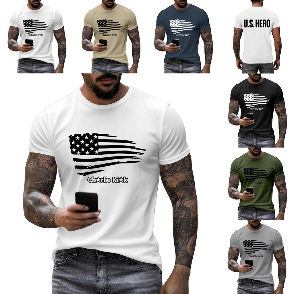 Men's Printed Short Sleeve T-Shirt Men's Loose Casual Short Sleeve Top